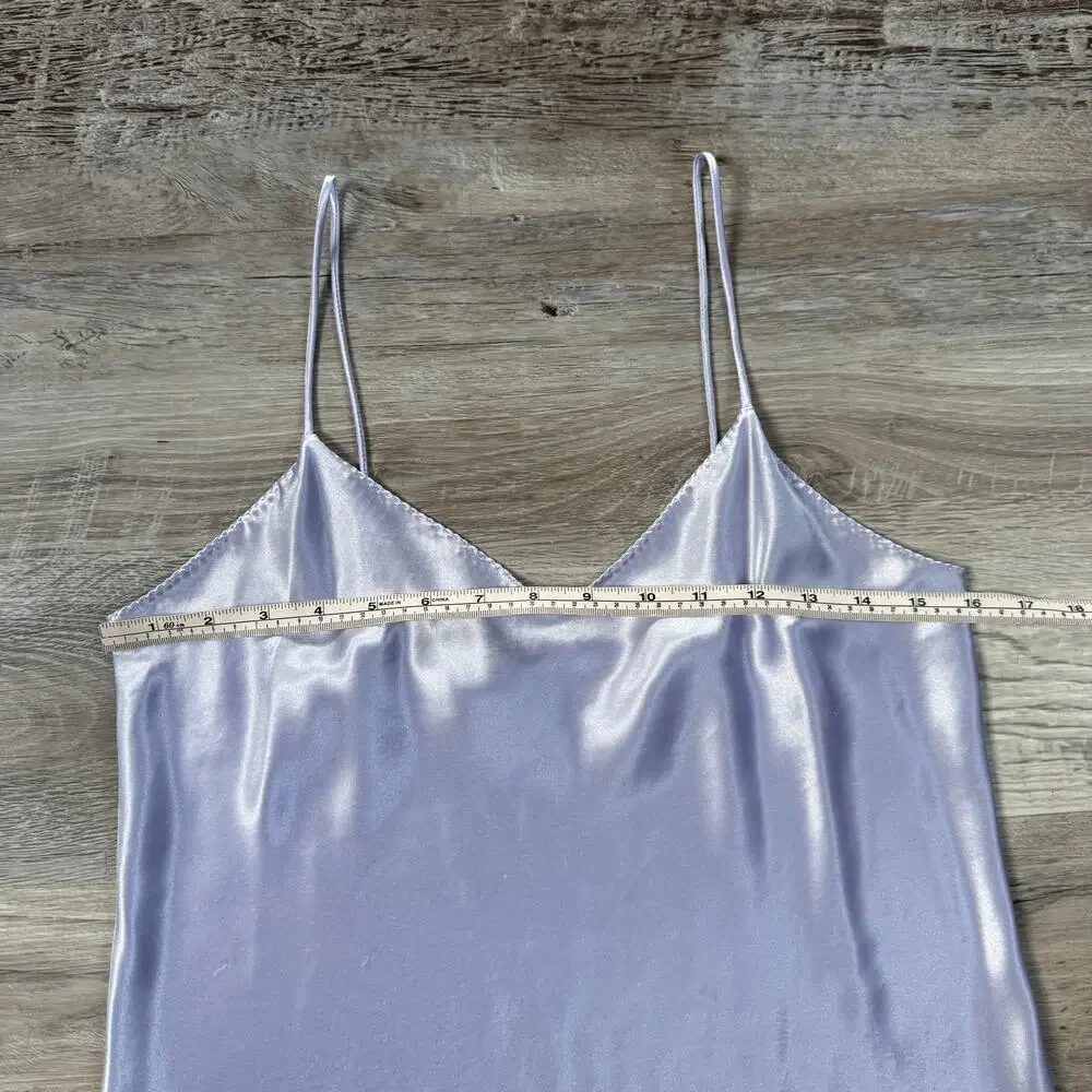 Vintage 90S California Dynasty Lilac Satin Robe Slip Peignoir Set Brisal USA M/S